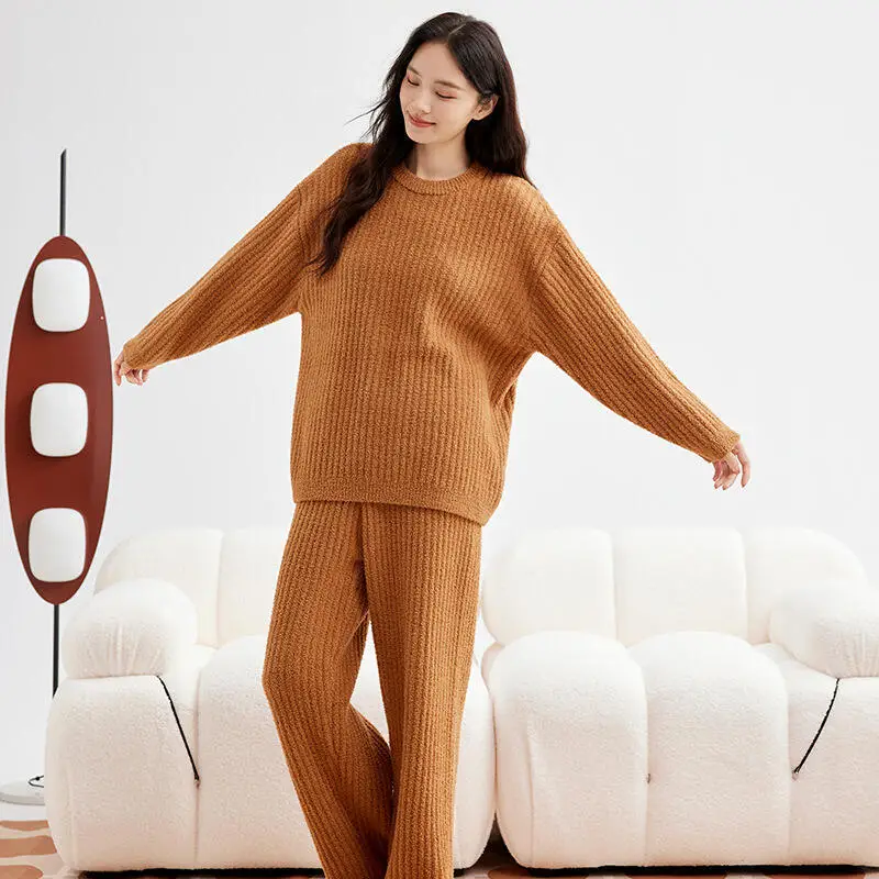 

Осенне-зимний пижамный костюм, женский капюшон, свободная домашняя одежда, одежда для сна, минималистичная утепленная ночная рубашка на флисовой подкладке, сохраняющая тепло, оптовая продажа