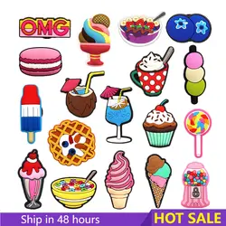 1pcs Original Food PVC Shoe Charms Accessories Macarones Lollipops Ice Cream Shapes Shoe Buckle Decorations for Kids Party Gifts