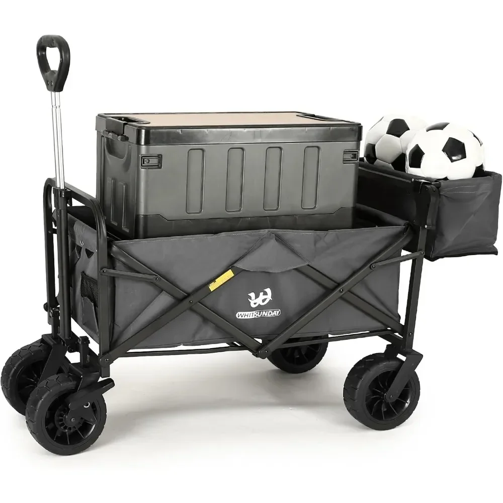 

Collapsible Folding Garden Outdoor Park Utility Wagon Picnic Camping Cart with Bearing and Brake 8" All Terrain Wheels