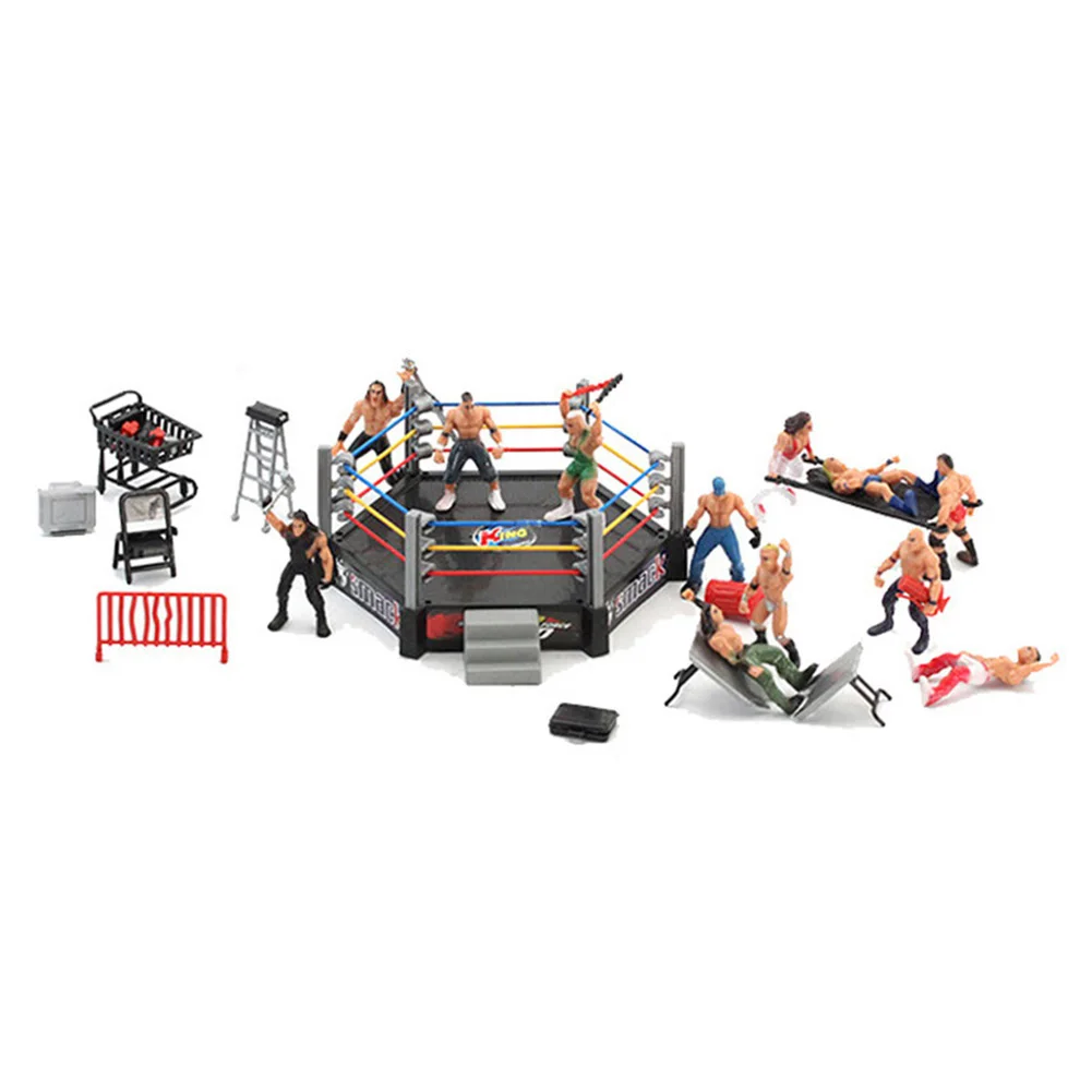 Wrestling Club Wrestler Athlete Gladiator Model Warrior Toy w/Fighting Station for Children Early Learning Supplies