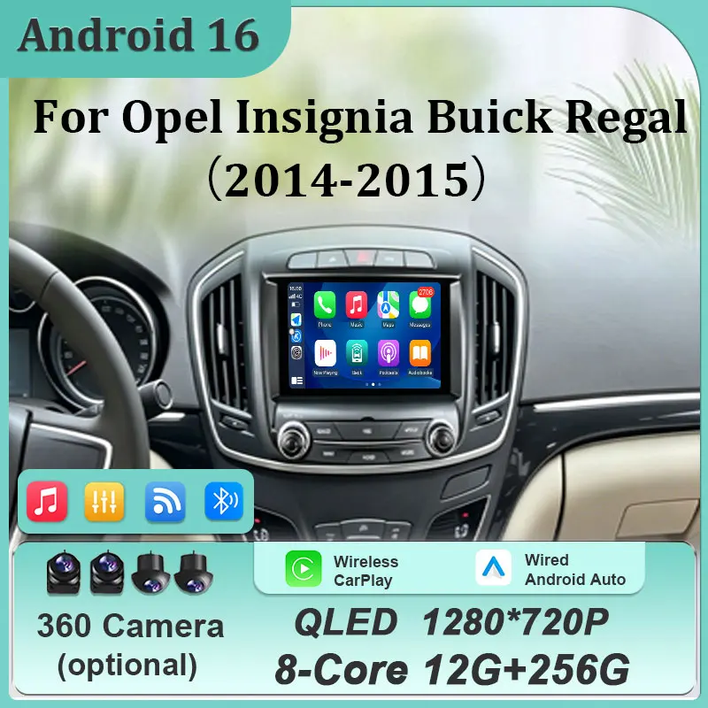 8 inch Wireless CarPlay Android Auto 4G For Opel Insignia Buick Regal 2014‑2015 Car Radio DSP QLED Split‑Screen Auto Accessories