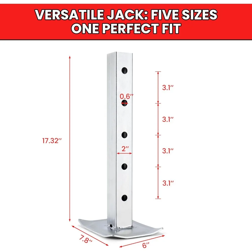 Cric per rimorchio quadrato con capacità di 8000 libbre per impieghi gravosi con sollevamento da 15 pollici e gamba ribaltabile regolabile