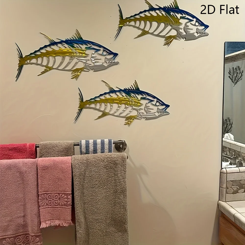 2D 1pc Yellowfin Tuna Metal Wall Art Florida Keys Bedroom Living Room Decor