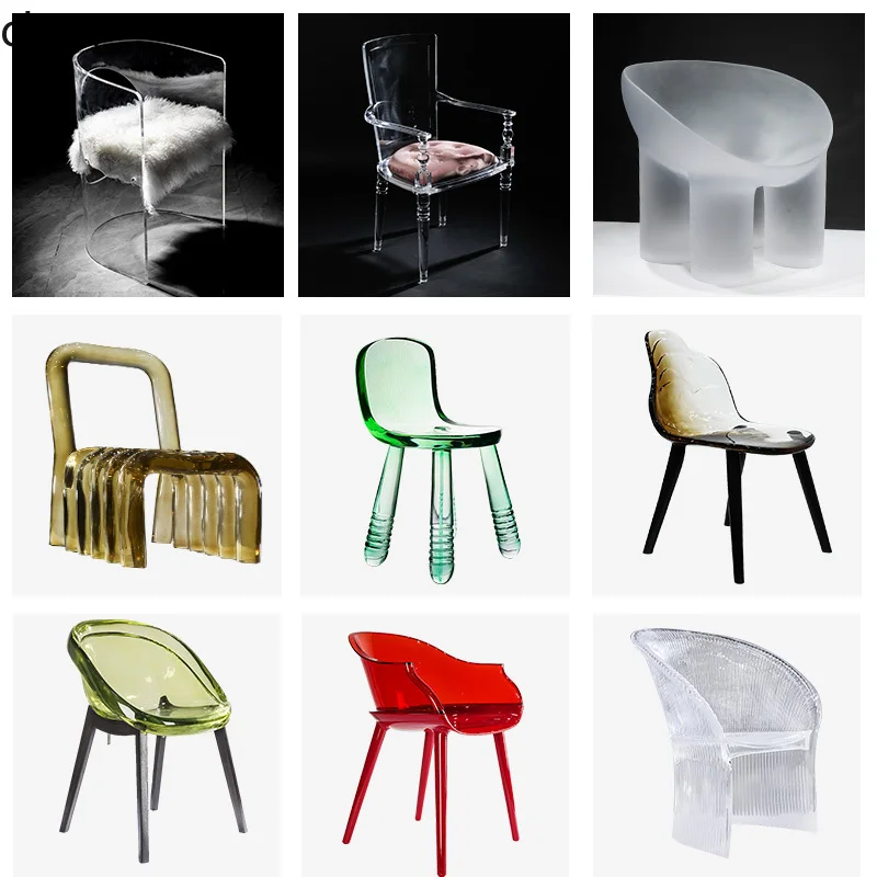 HXL model room living room backrest chair acrylic crystal stool sales office decoration transparent sculpture home dining chair