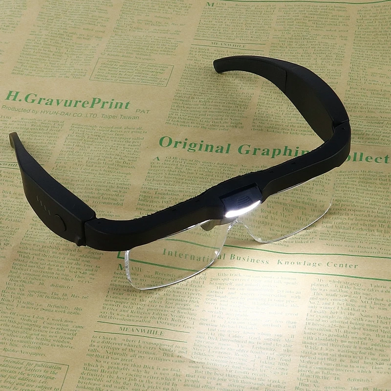 Lupas para gafas recargables 2.0X 3.0X 4.0X, lupa de gases de lectura de 150 / 250 grados con iluminación, reemplaza la lente