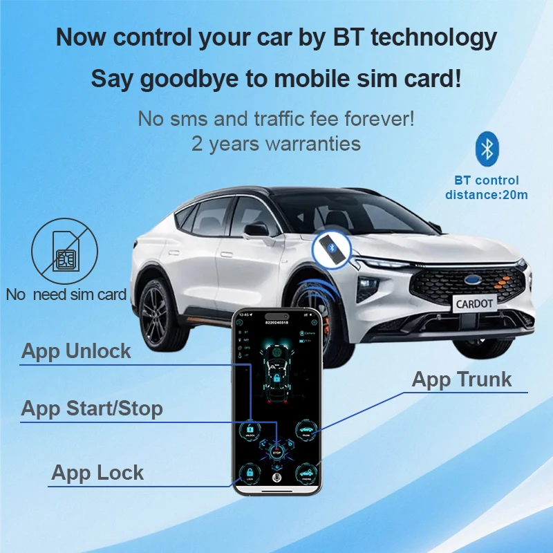 CARDOT Start Stop Key  Remote NFC Lock Unlock Car Compatible with Original Ignition Button Auto Parts Car Alarm