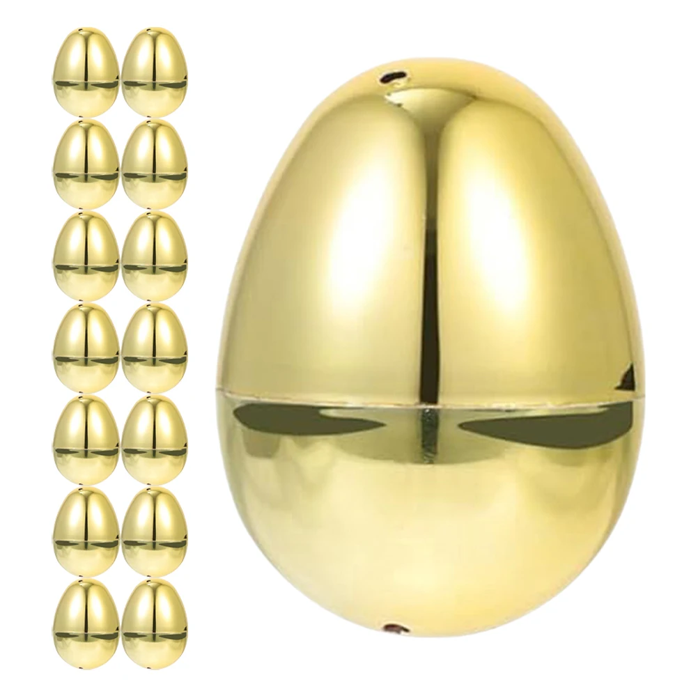 

15 Pcs Easter Decorations Golden Openable Eggs Plastic nament Realistic Design Reusable Easter Egg Holders Party Favors