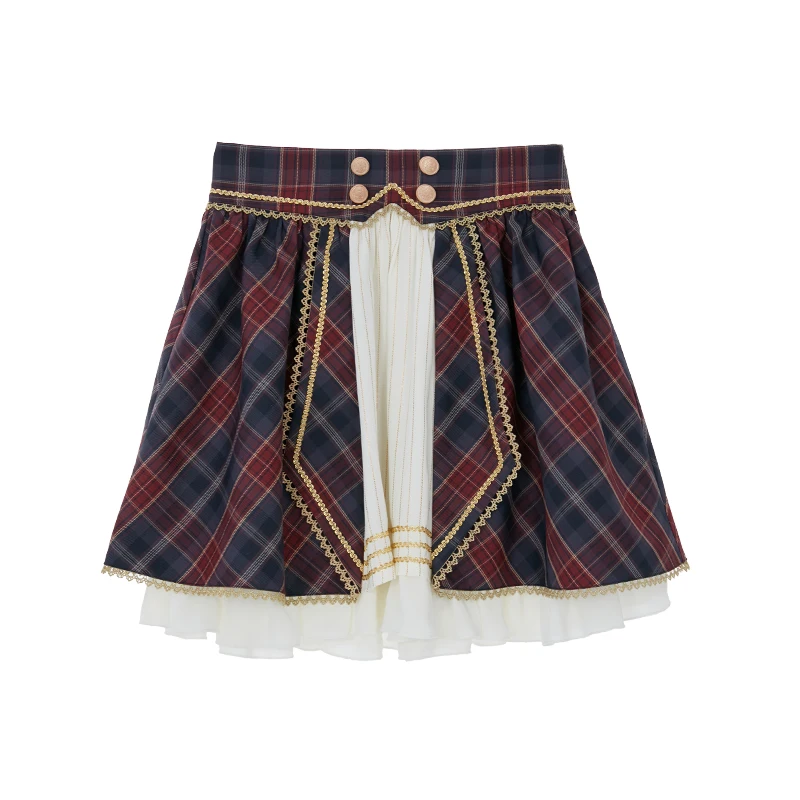 Song-Promotion Costume Lolita Girl Womens Long Sleeve Shirt Plaid Short Cape Coat Skirt Team Skirt Suit JK Uniform Stage Outfits