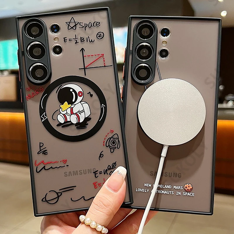 For Samsung Galaxy S25 Edge S24 S23 Ultra Plus S21 S25 FE S22 Astronaut Magsafe Charging Iron Ring Case Shockproof Bumper Cover - náhled 5