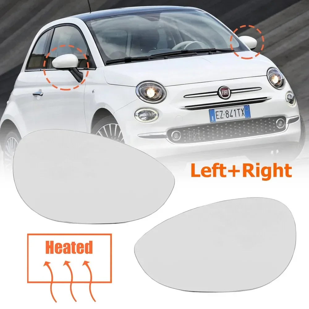 Heated Auto Side Wing Mirror Glass for Fiat 500 500C 2007-2023 Replacement Left Right rearview replacement