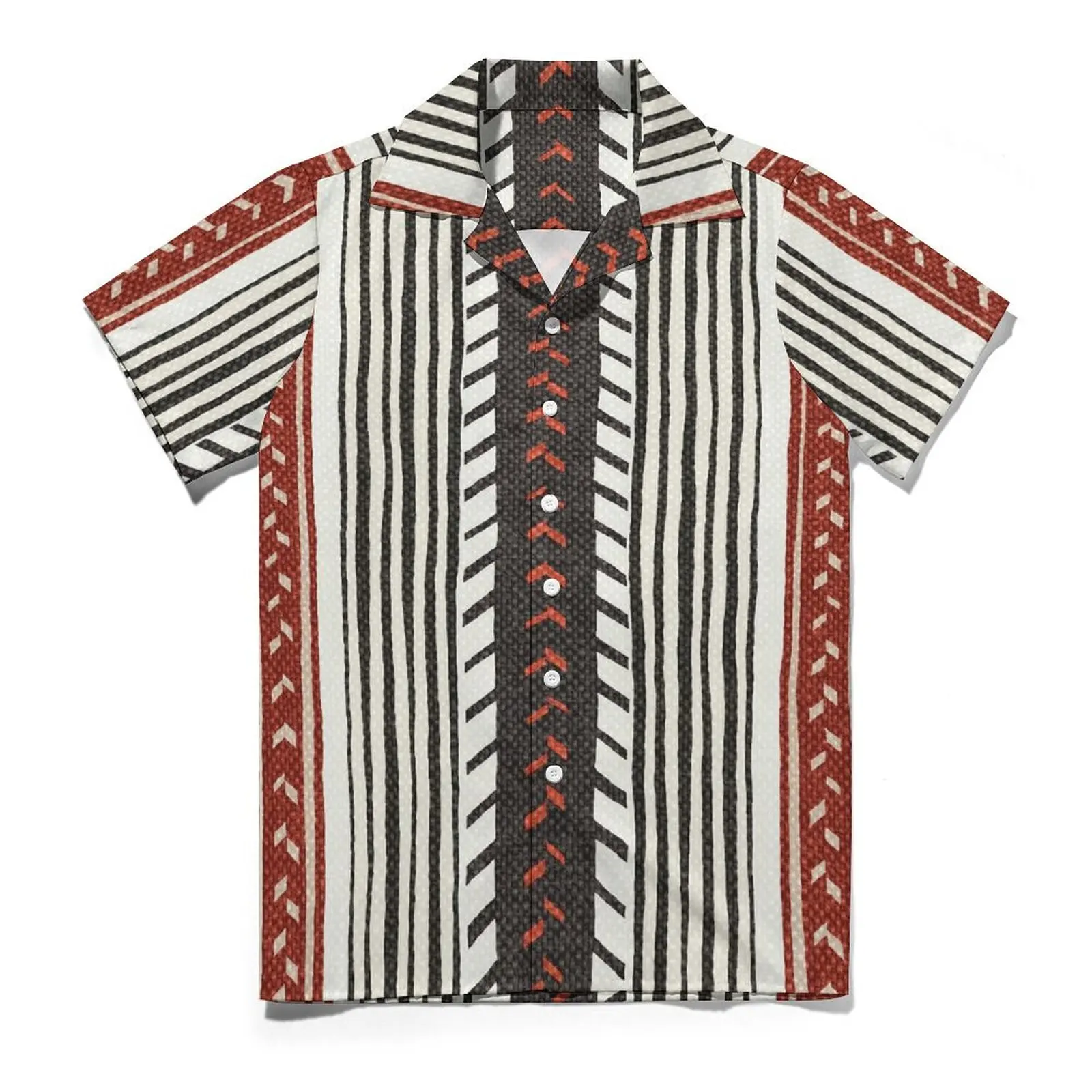 Texture With Ethnic Vacation Shirt Mens Boho Style Retro Y2K Casual Shirts Hawaii Short Sleeve Graphic Oversized Blouses Gift