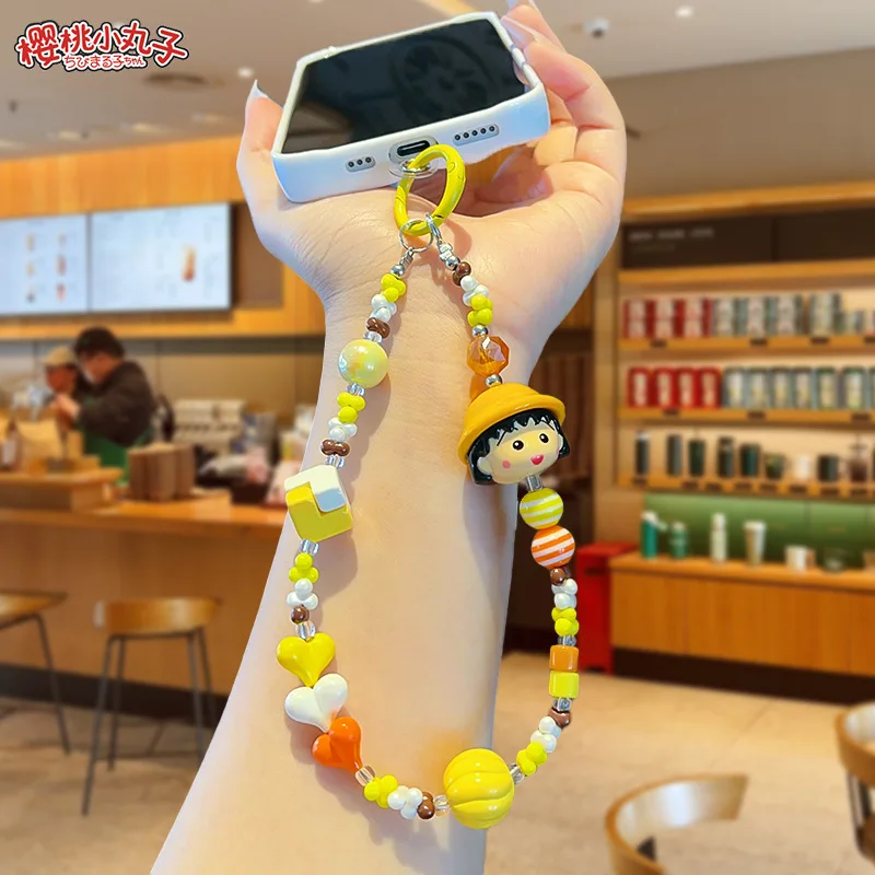 

Authentic Cherry Small Maruko Small Jade Keychain Bead Phone Chain Rope Wrist Bag Gift Y2k Fashion Toys Anime Cartoon Frind