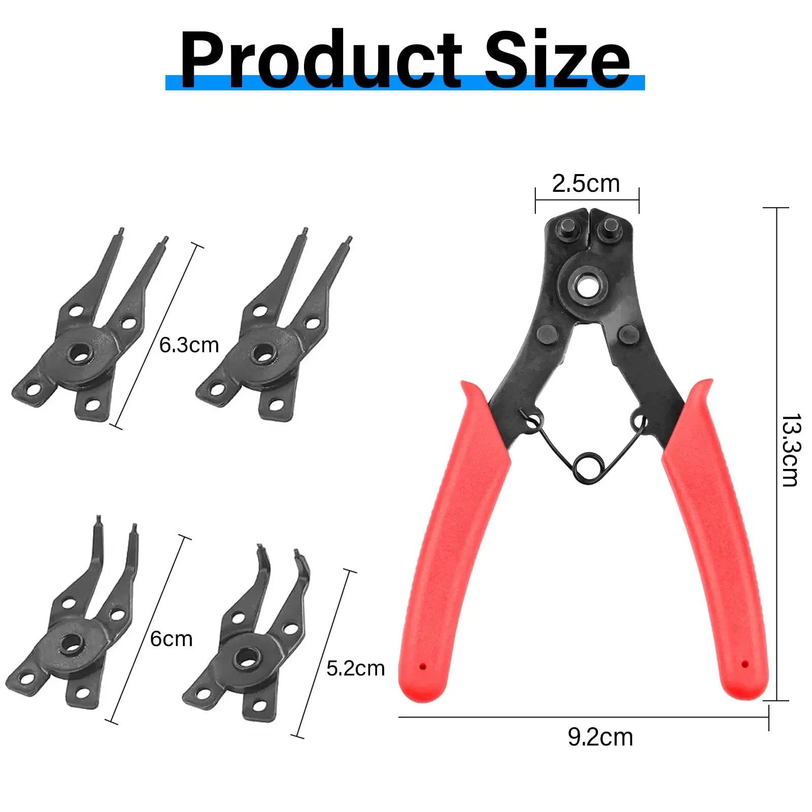 4 Pieces Circlip Pliers with 300Pcs Steel Retaining Clip Snap C Type Internal Circlip Pliers Set Snap Ring Head Retaining Tools