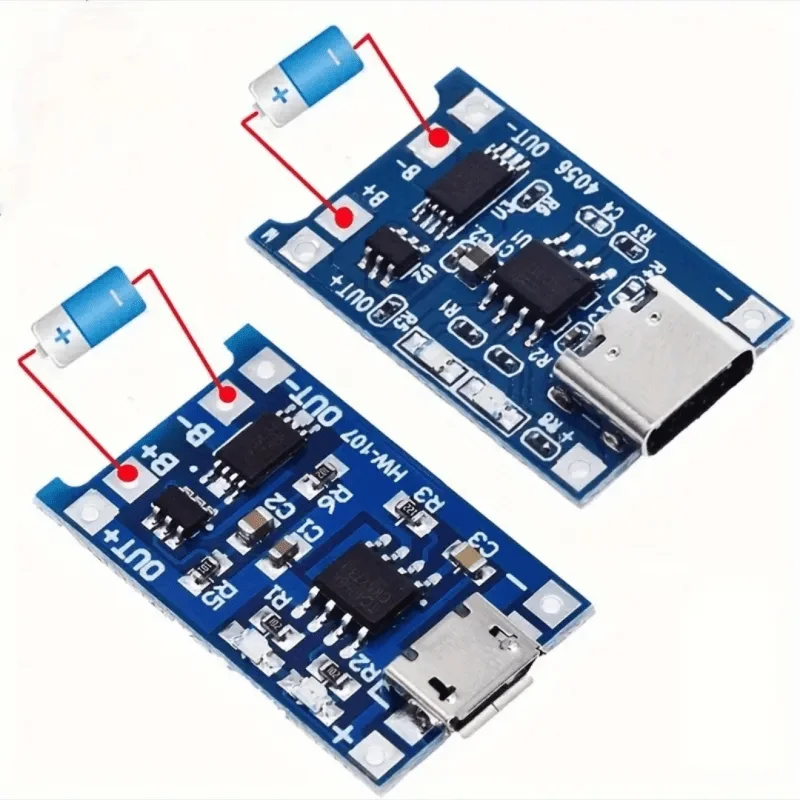10pcs 5V1A 18650 Lithium Battery Charging Board TP4056 Type-c Micro USB Charge Module With Protect