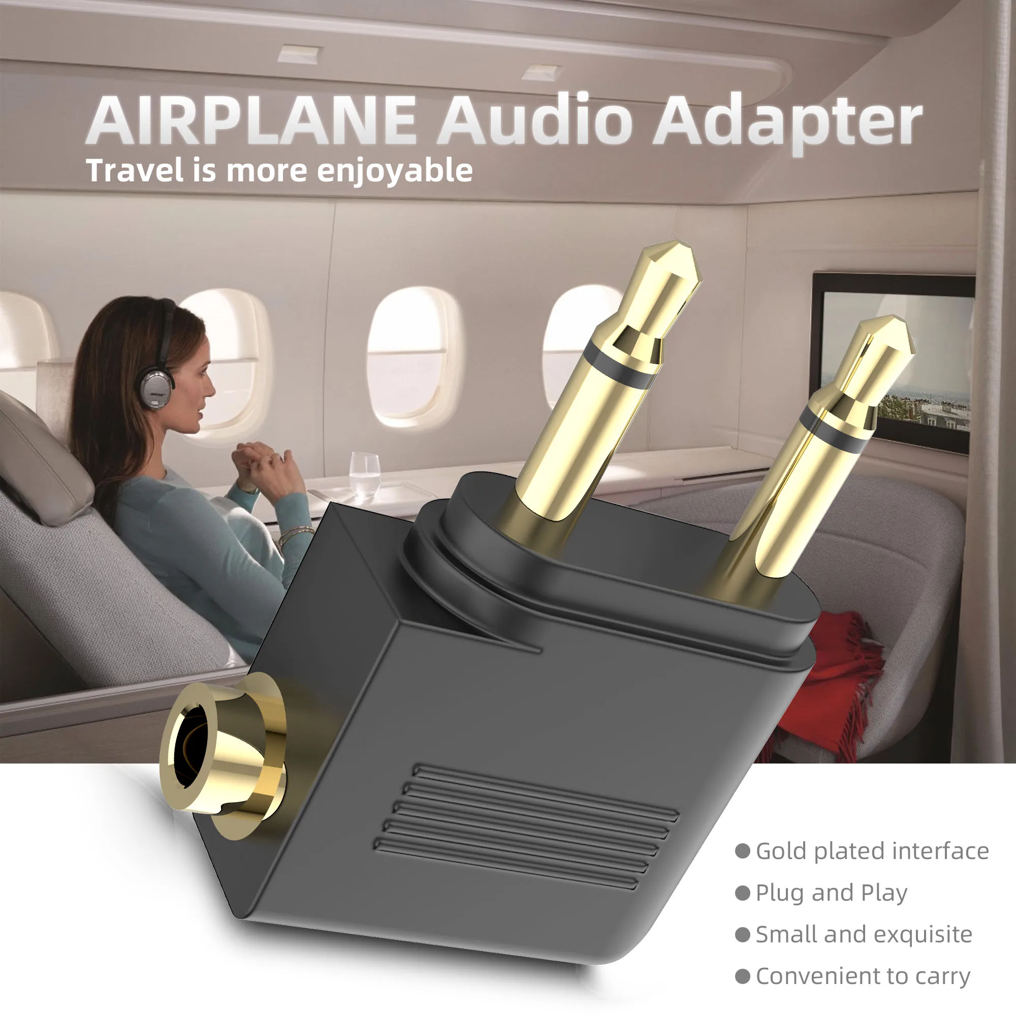 2/4/8Pcs 3.5mm Mono Dual Male Plug to Stereo Female Jack Audio Adapter for Airline Airplane Travel Headphone Earphone