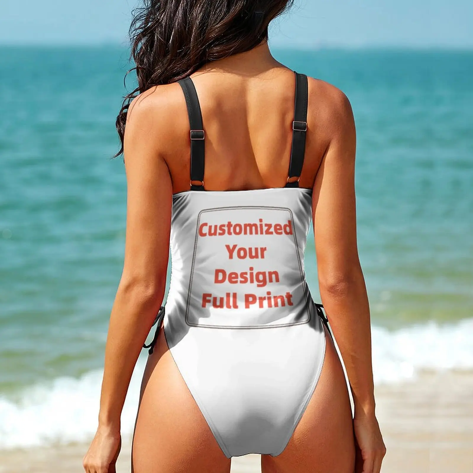 Custom Women One Piece Swimsuit Tummy Control Bathing Suit with Chest Pad , Adjustable Spaghetti Straps, Removable Cups