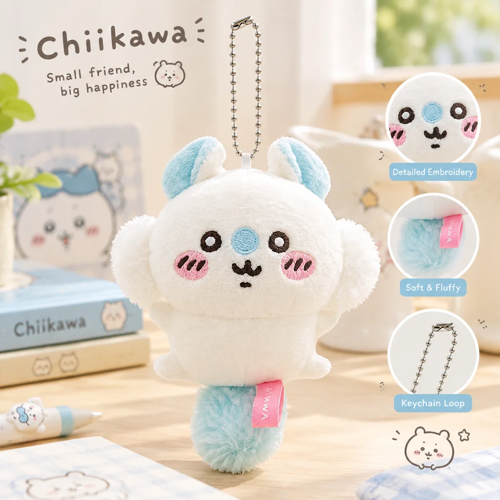 Official Chiikawa Plush Usagi Hachi Pendant Keychain Cute Anime Kawaii Stuffed Animal Doll Figure Toy Bag Charm Drop Shipping