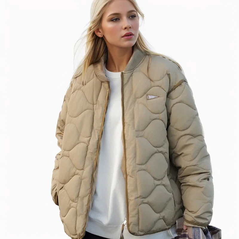 

Winter 2025 New Women's Bomber Jacket Female Thicken Warm Cotton Women Rhombus Casual Sweat Jacket Women's Padded Jacket