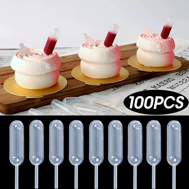 50/100Pcs Mini Dropper 4ml Disposable Jam Dropper for Cupcake Sauce Squeeze Transfer Pipettes Dropper Dessert Stuffed Cake Decor