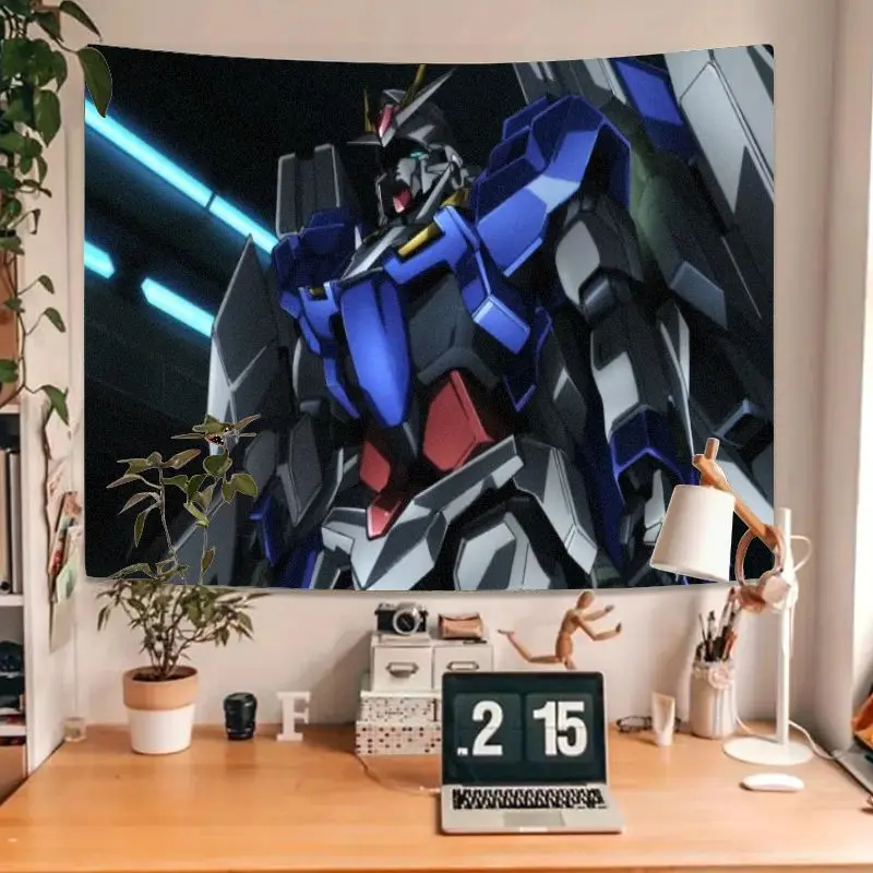 1 قطعة كبيرة الحجم أزرق رمادي أحمر الروبوتية الميكانيكية نسيج (نمط جاندام) خلفية داكنة الضوء الأزرق الحزم جدار ديكور فني لغرفة النوم L