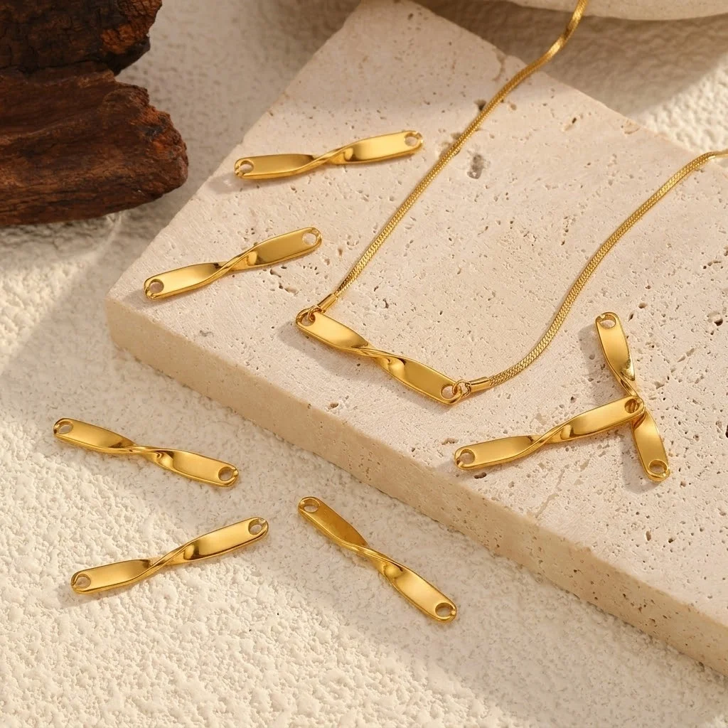 5 Stück Edelstahl-Drehverbinder in Rechteckform für DIY-Halsketten, Armbänder, Schmuckherstellungszubehör – Detail 1