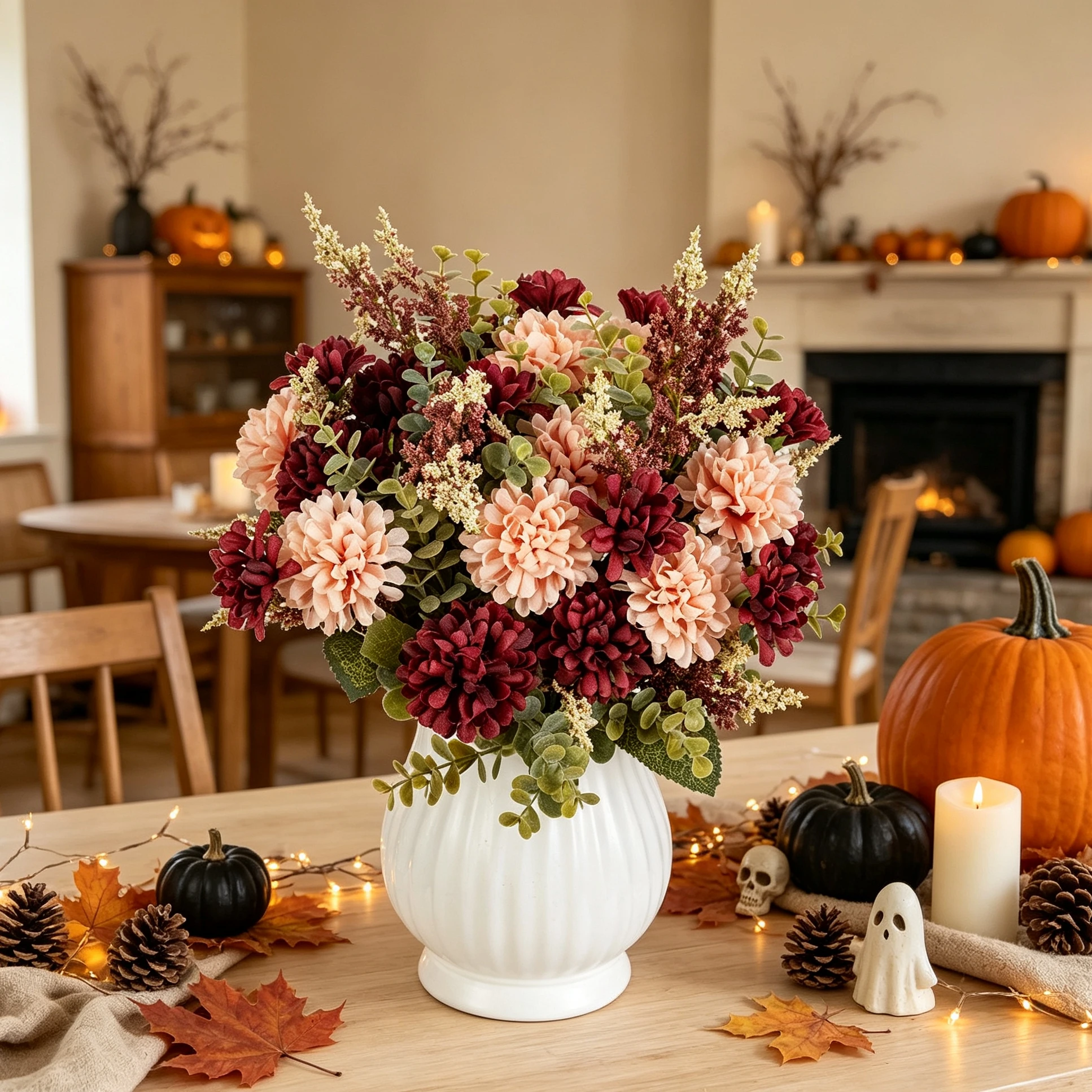6 Stück Künstliche Blumen Seidenkugel-Chrysanthemen Heimdekoration Herbstdekoration Hochzeitstisch-Mittelstück Künstlicher Brautstrauß DIY-Geschenke – Detail 3