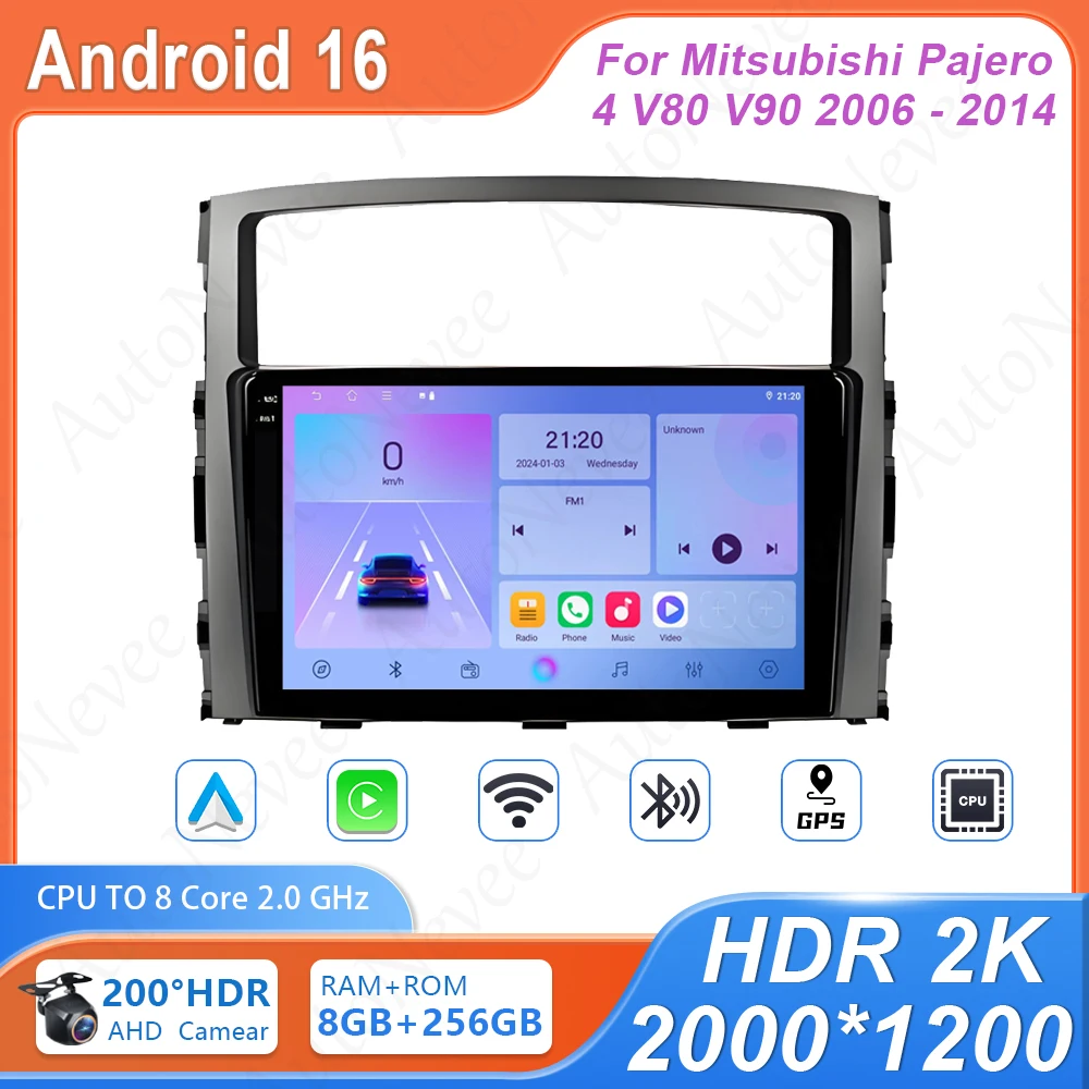 

Car Radio For Mitsubishi Pajero 4 V80 V90 2006 - 2014 Stereo 4G Wifi BT High-performance Android Auto GPS Video QLED Screen Cam