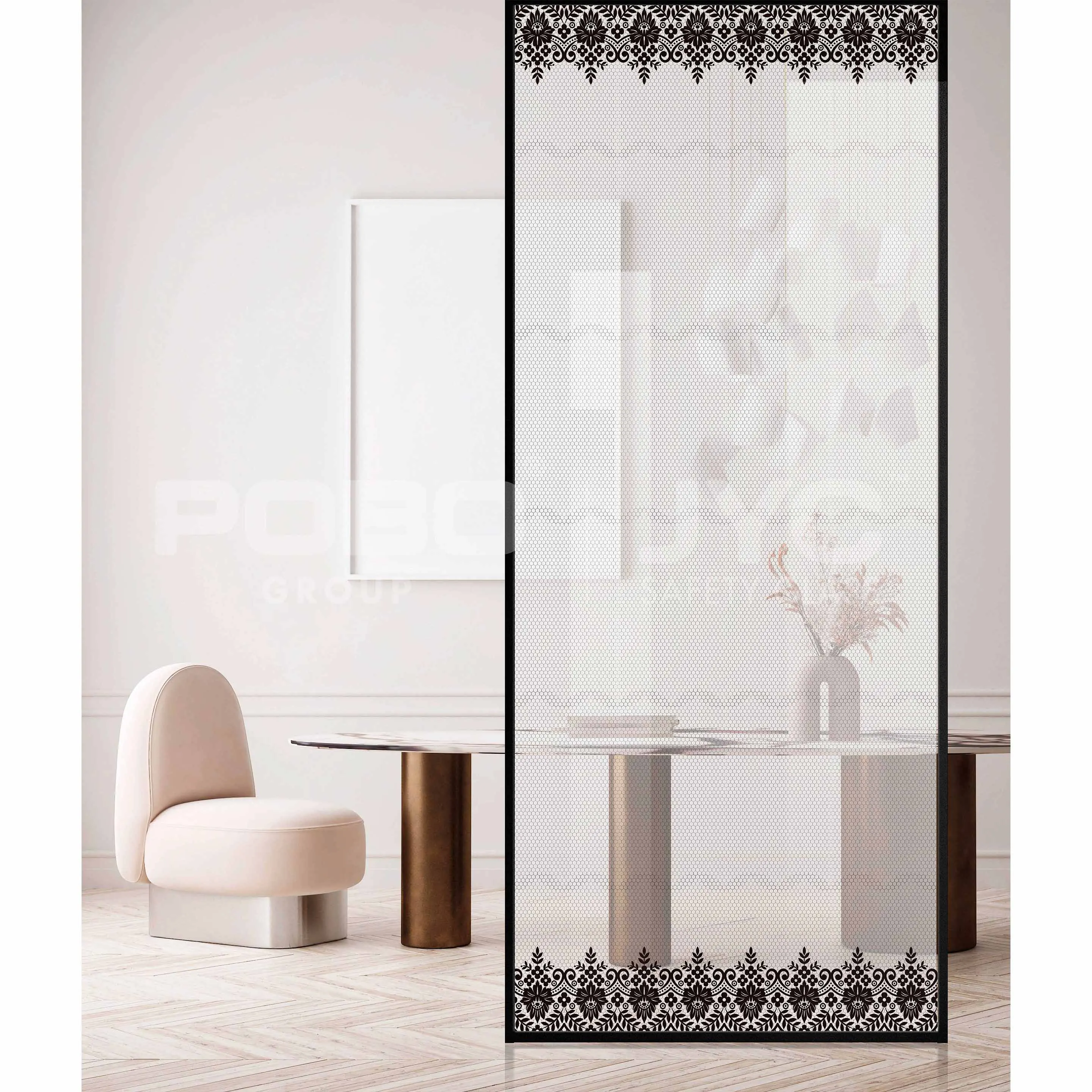 Glass Partition Classic Room Partition Tempered Decorative Glass Screen Art Dining Room Divider