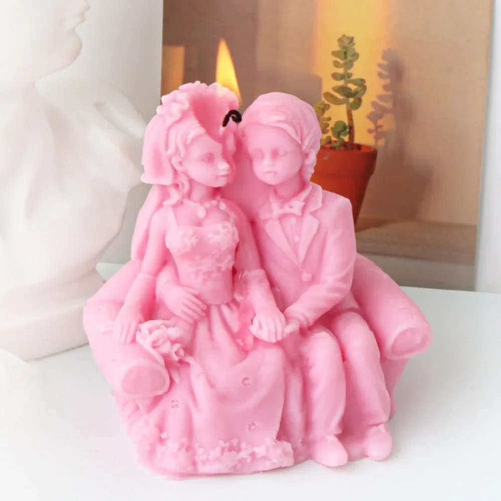 New Couple Sofa Candle Silicone Mould DIY Romantic Bride Groom Plaster Soap Making Tool Wedding Cake Decor Valentine's Day Gifts