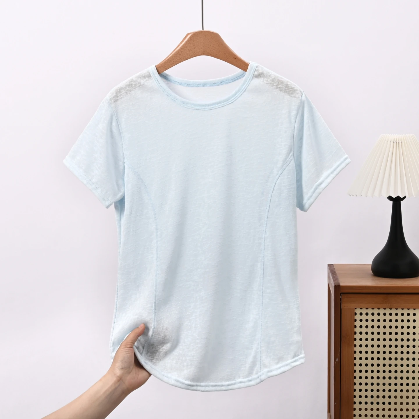 Summer New Style Women's Casual Thin Short Sleeve T-shirt round Neck Base Shirt Large Size Outerwear Snowflake Cotton Slimmin...