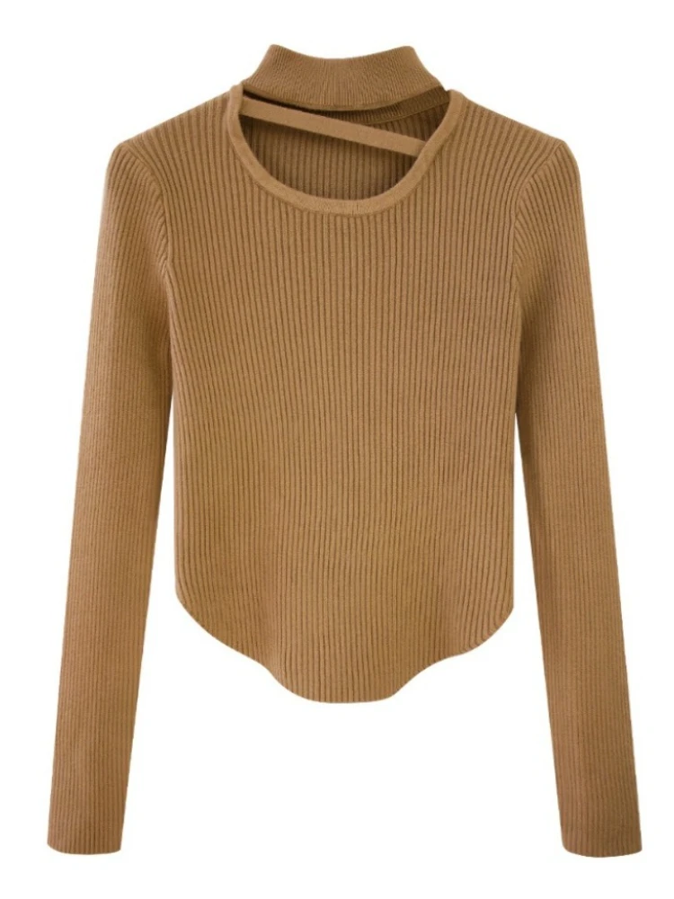 Maglieria calda da donna a maniche lunghe Top solidi Dolcevita coreano scavato Maglione da donna Autunno Inverno Pullover morbidi Maglione
