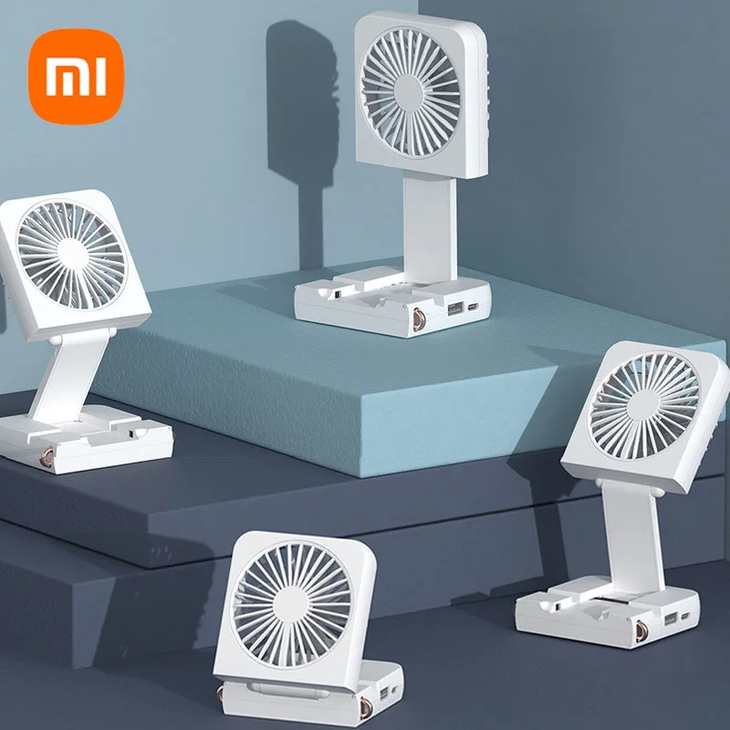 Xiaomi Desktop Folding Fan Mini Outdoor Portable Multi Functional Fan Rechargeable Multi Gear Adjustment Low Decibel Hang Neck