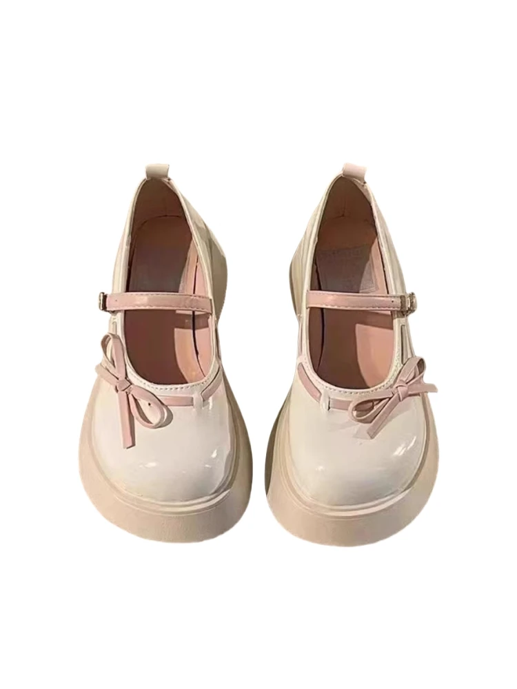 Wedge Cute Women's Shoes French Pu Leather Lolita British College Student Kawaii Girls Platform Jk Uniform Shoes