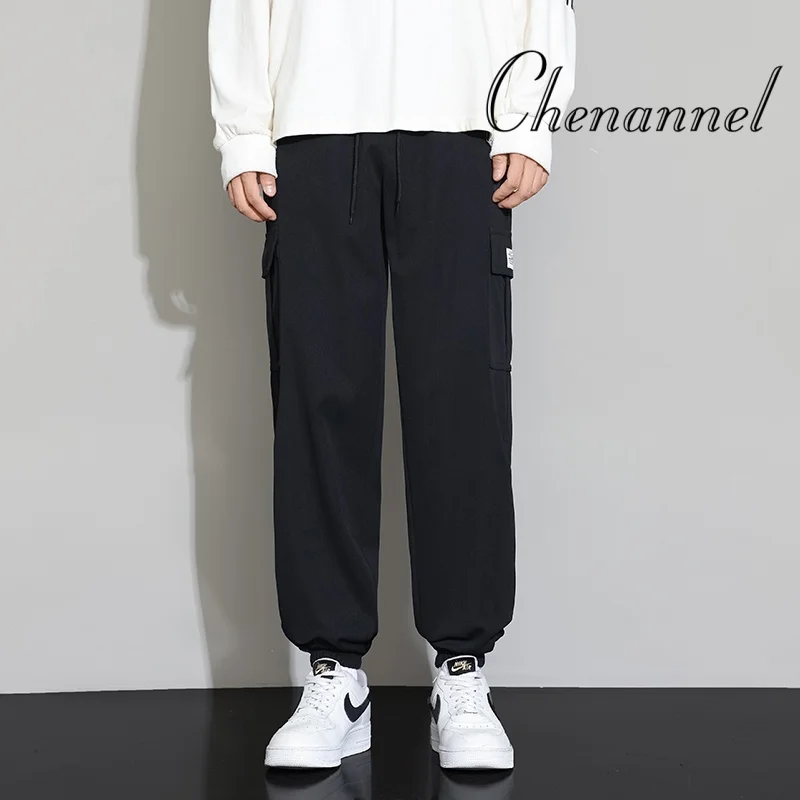 

Мужские рабочие брюки, весенне-осенние свободные повседневные спортивные брюки из чистого хлопка с прямыми штанинами