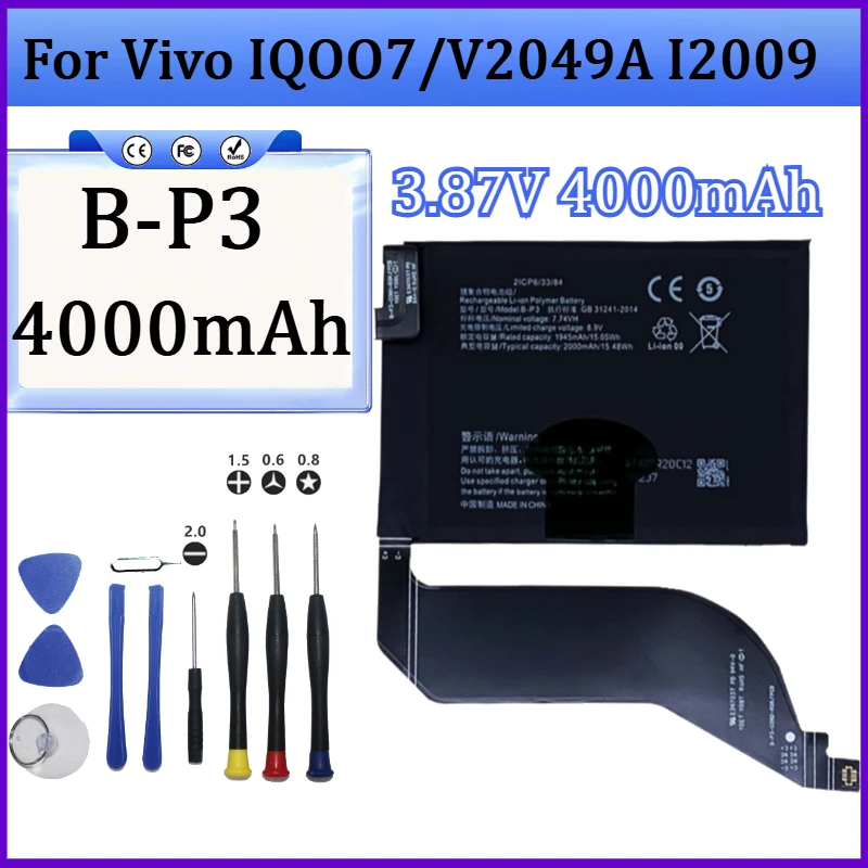 

New B-P3 P3 3.87V 4000mAh Battery For Vivo IQOO7/V2049A I2009 Repair Part High capacity Mobile Phone Batteries Bateria