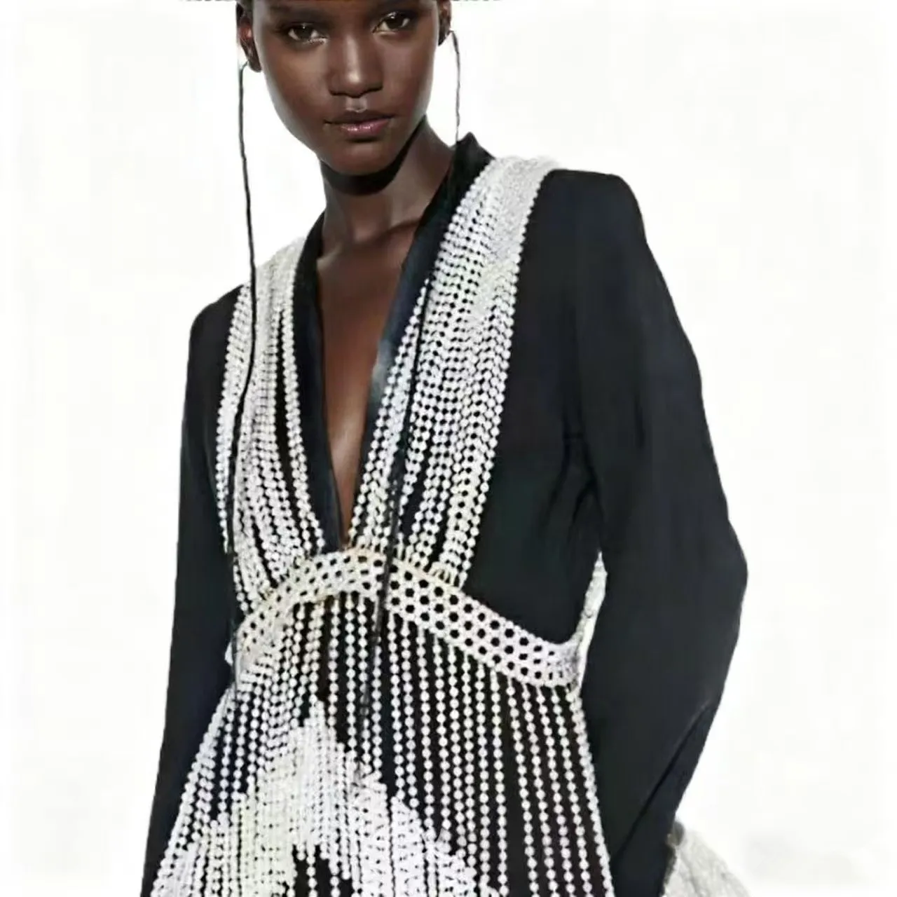 

Retro Pearl Fringe Body Chain Sexy Party Dress Accessory Integrated Chain European Fashion Personalized Body Jewelry