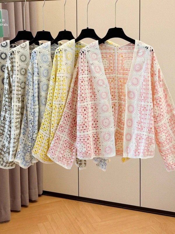 

Женский модный длинный вязаный свитер больших размеров, осенний сексуальный утягивающий топ с крючками и цветком, повседневная одежда