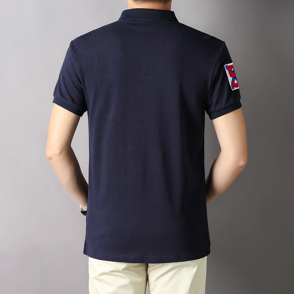Men's Polo Shirt Navy Blue Cotton Embroidery Stitching Color Classic Fashion Original Design Pure Cotton Quality