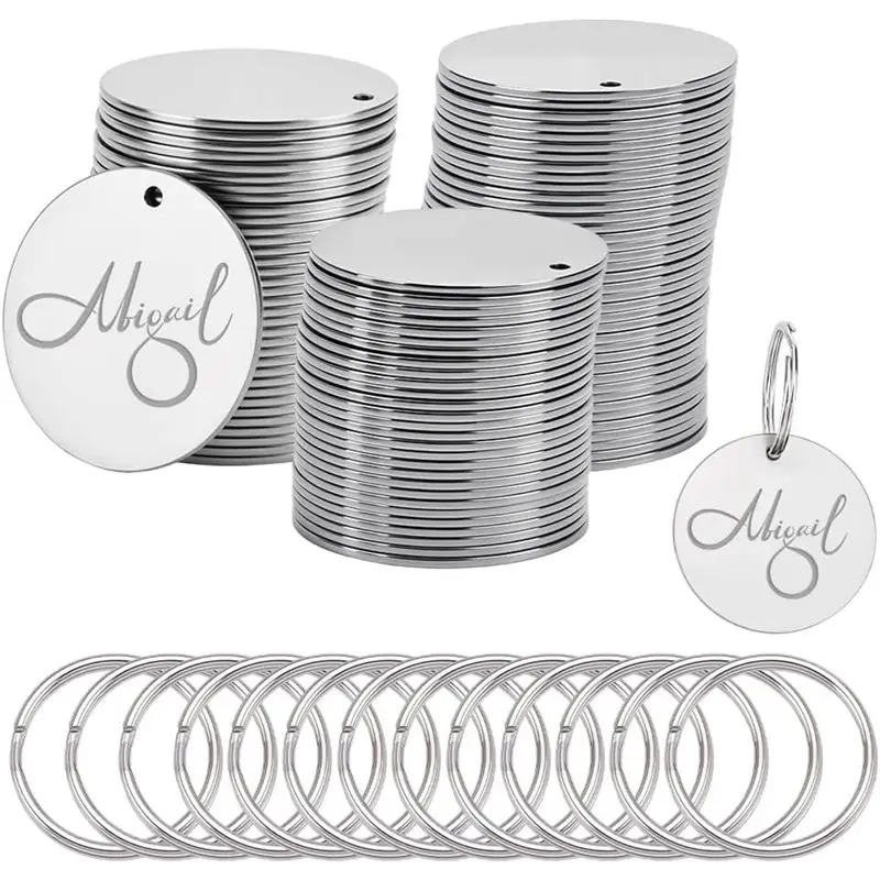 

Best-Blank Dog Tags 150 Pcs Stainless Steel, 1.2 Inch Engraving Tags For Pet ID, Jewelry Making, Keychain Accessories, Stamping