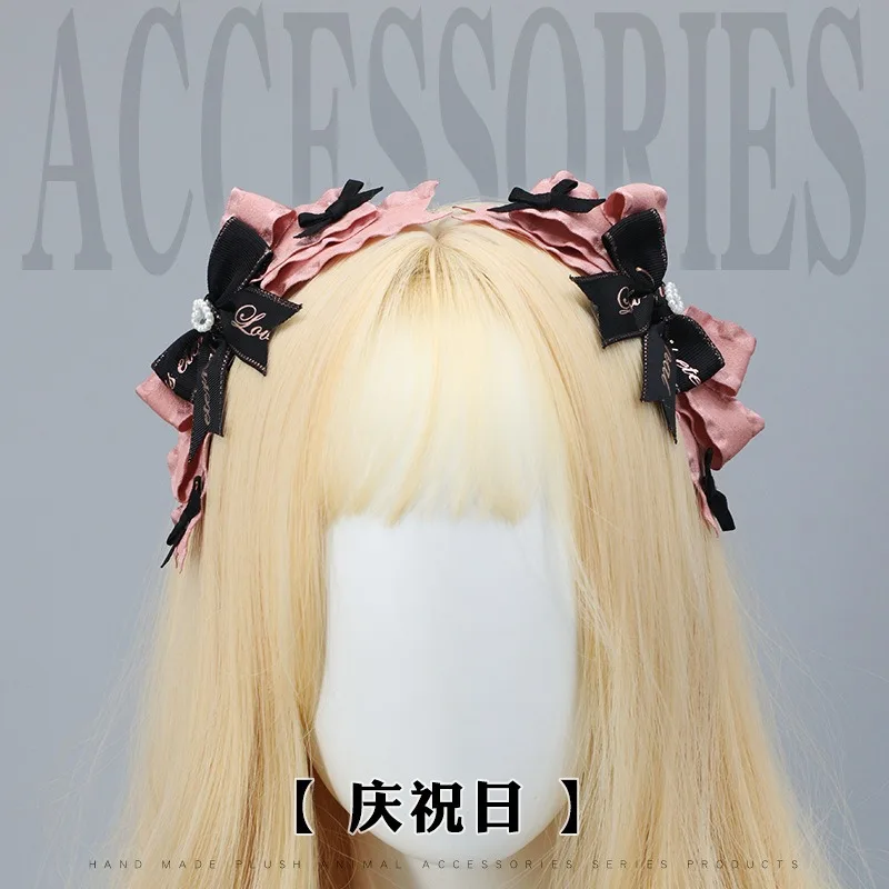 Lolita Akcesoria spinka do włosów czarna Dark Sweet Cool Girl Big Bow Punk Love JK Nakrycia głowy Lolita Ozdoba do włosów anime nakrycia głowy
