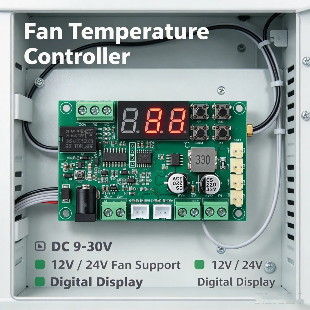Dc12v/24v Pwm Motor Speed Controller Module 2/3/4-wire Speed Control Fan Temperature Control Speed Regulator With Digital Displa