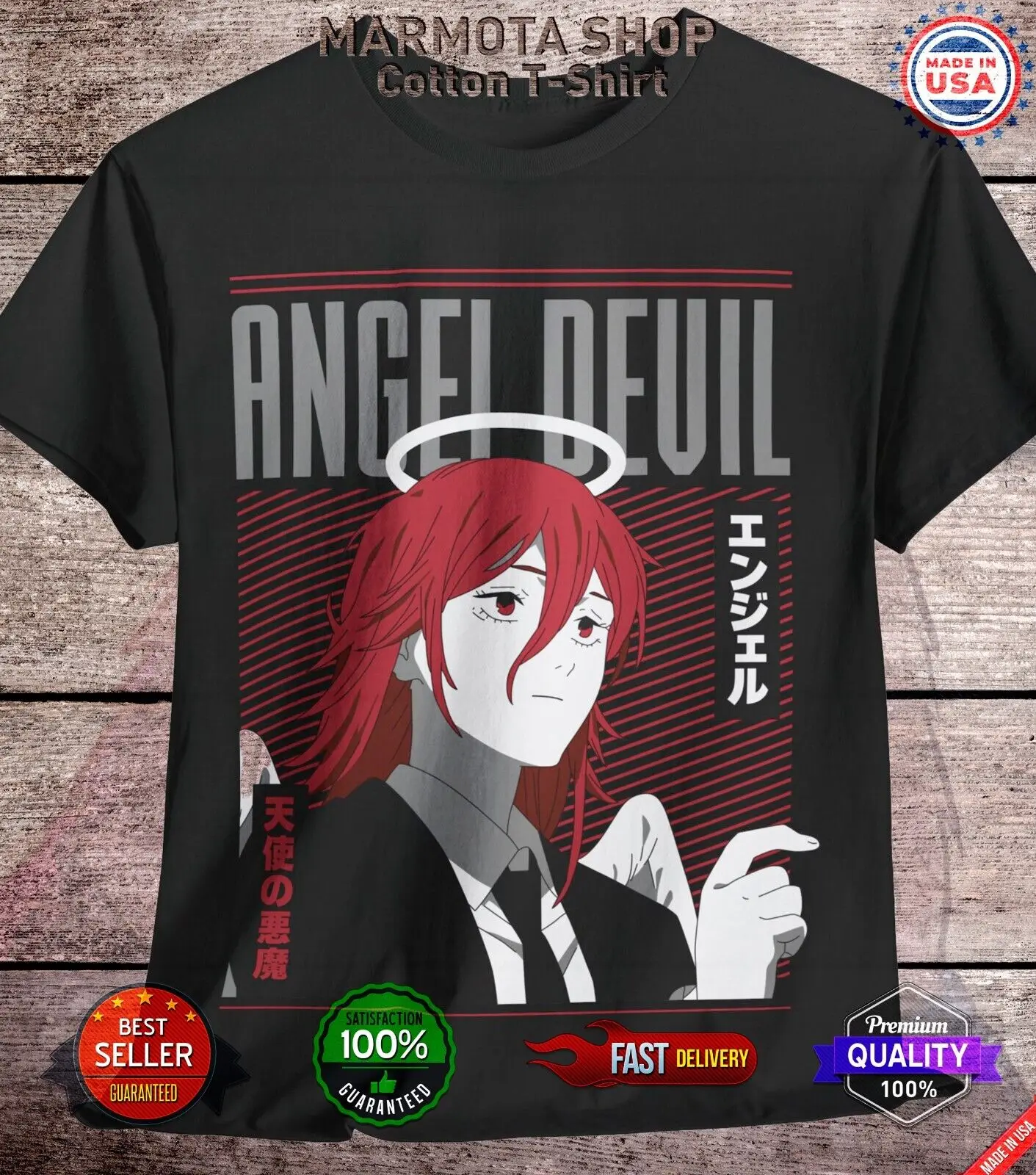 Angel Devil Chainsaw Man Shirt Anime Tee T-Shirt Pochita Manga Otaku Makima