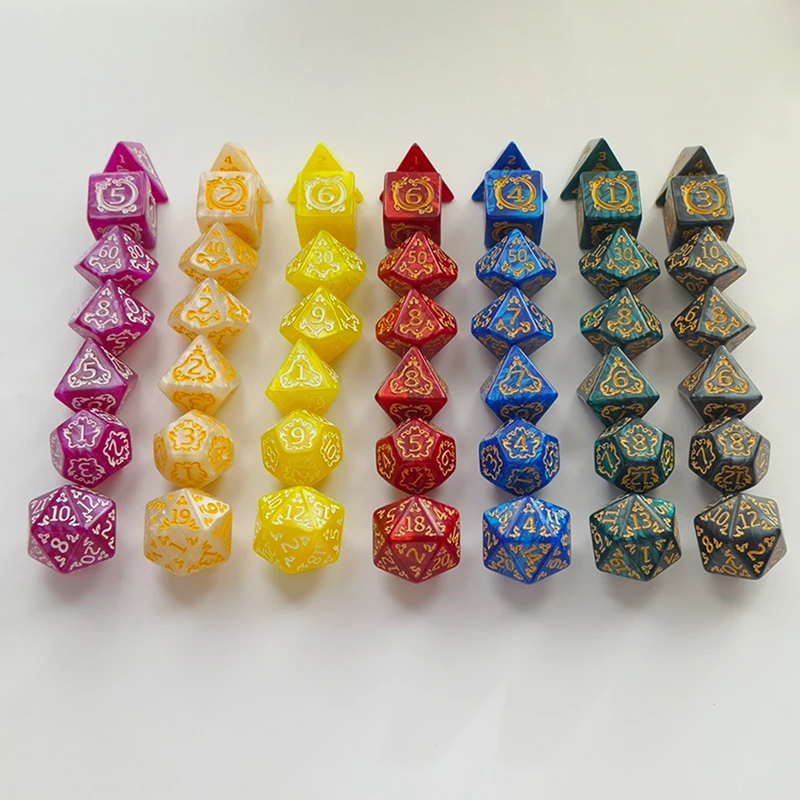 7Pcs Polyhedral Dice Set Board Games Multi-sided Dice Entertainment Table Gaming Accessories