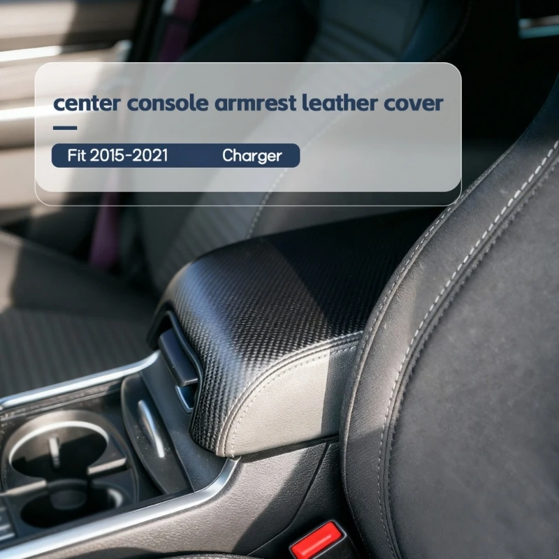 Center Console Armrest Cover for Journey 2015-2021, Slip-On Microfiber Leather with Elastic Edging and Access to Nearby X37F