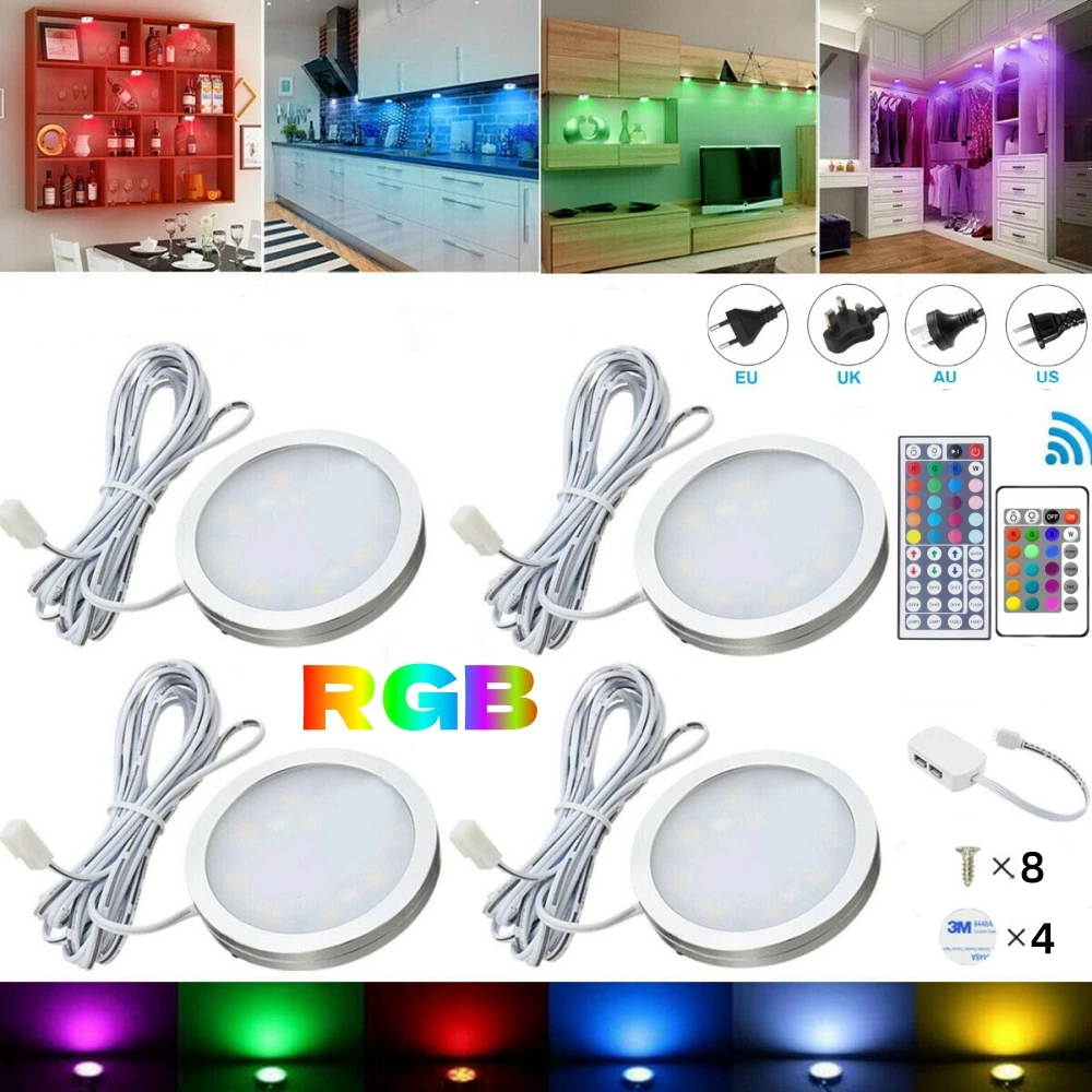 

1/2/3/4/5/6/7/8/9 Lights 12V RGB LED Cabinet Light 24Key/44Key IR Remote Control Power Adapter Kit Lamp Decoration for Wardrobe