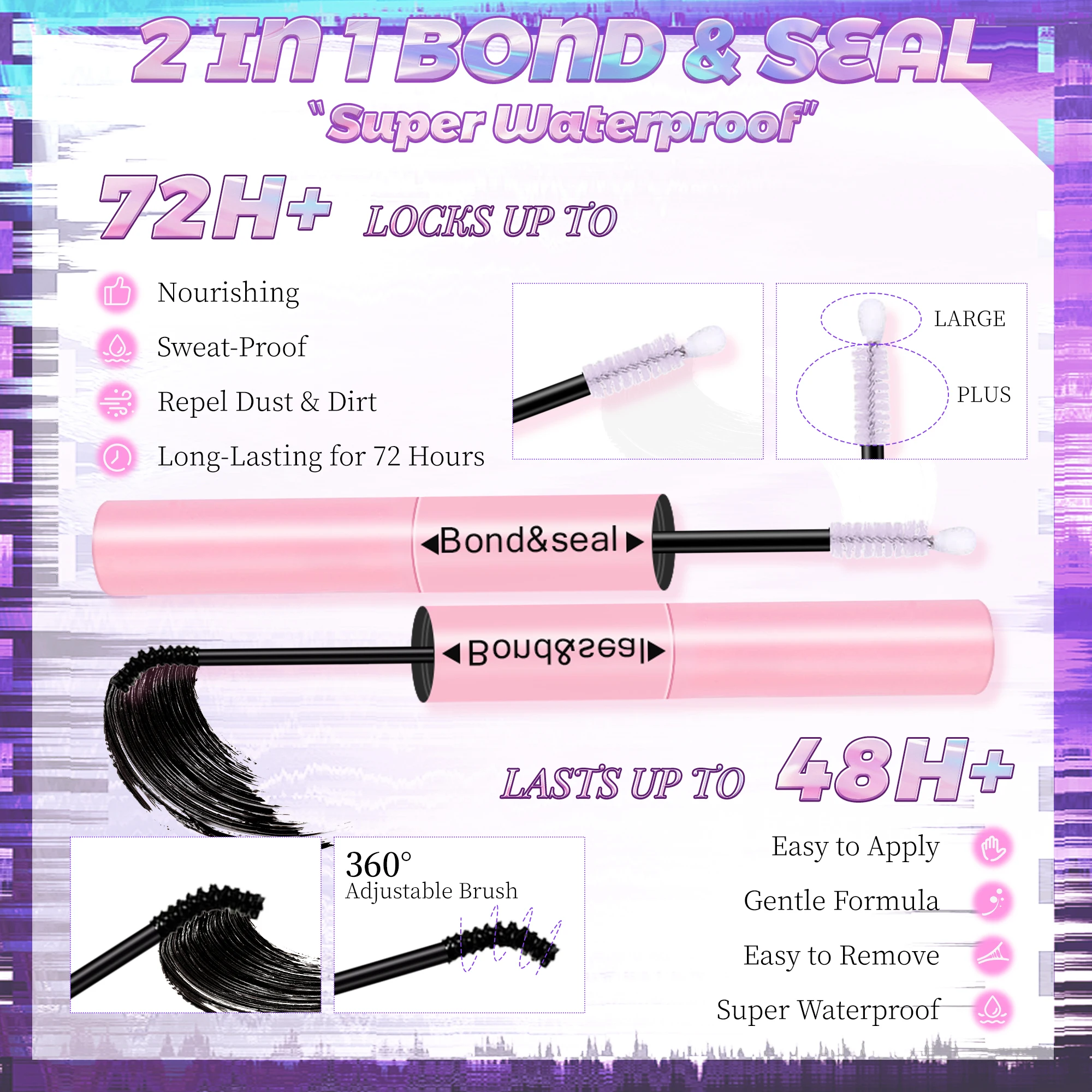 16-rzędowy zestaw do przedłużania rzęs DIY - tusz do rzęs i szczoteczka 2 w 1, pęseta do usuwania kleju/rzęs, naturalny puszysty gęsty, wielokrotnego użytku