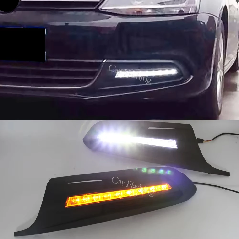 

1 комплект DRL дневные ходовые огни противотуманные фары крышка указателя поворота дневного света для Volkswagen VW Jetta Sagitar 2012 2013 2014