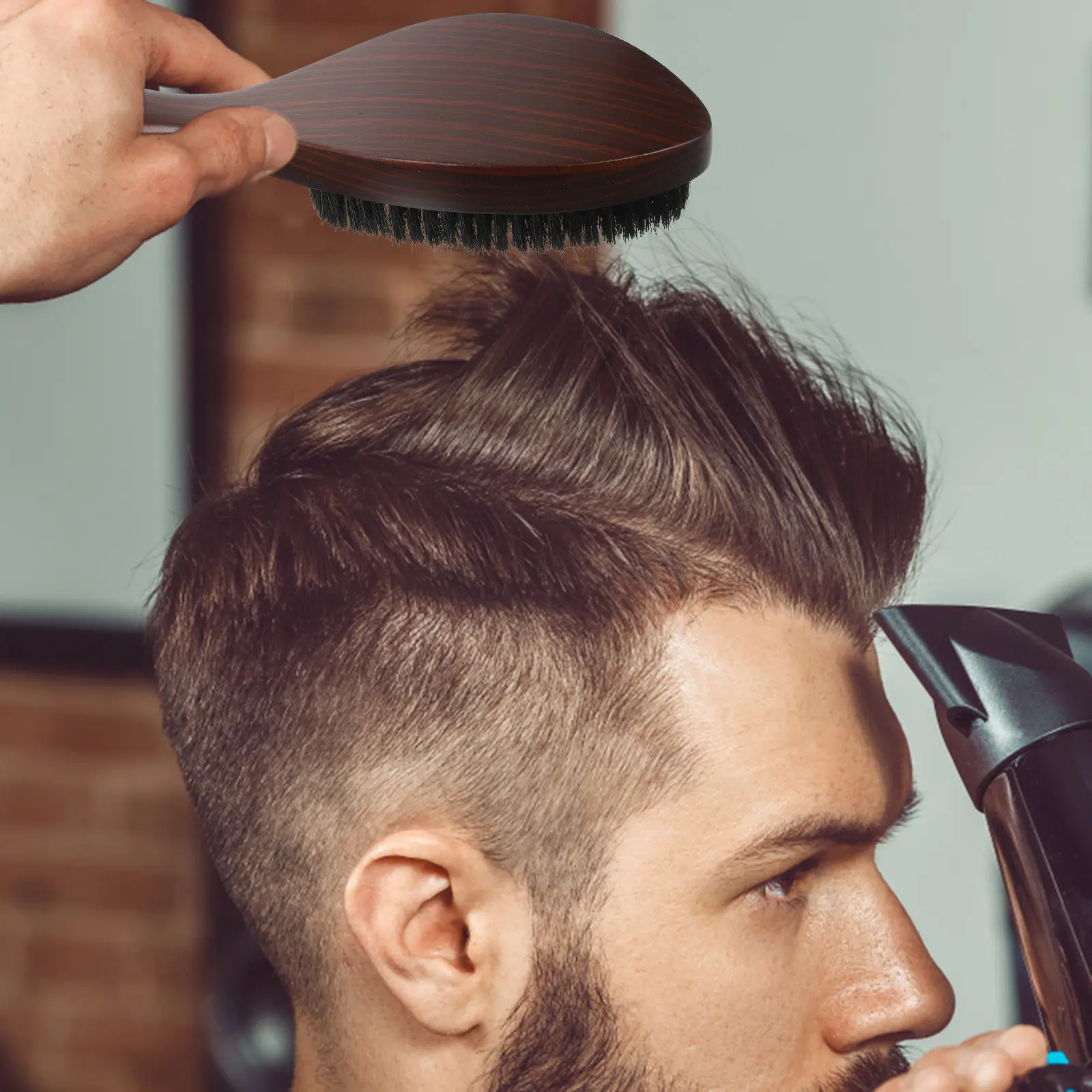 

Natural Bristle Wooden For Women Anti-Frizz Care Ergonomic Handle Daily Use Long Short Curly Straight Hair