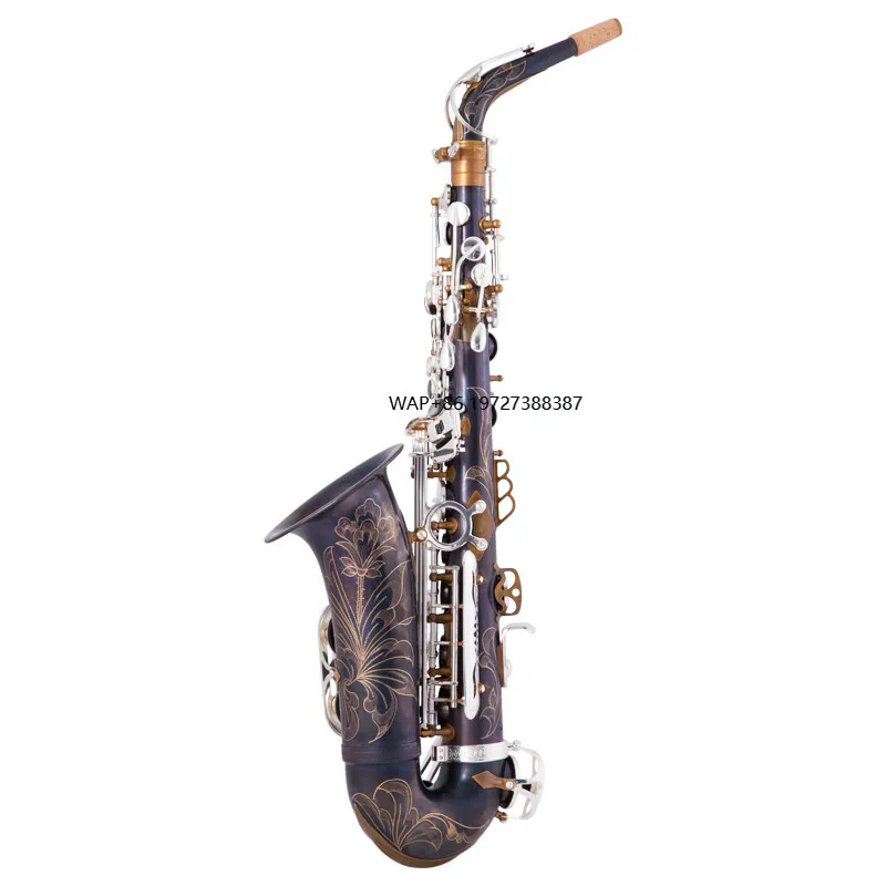 

Retro Series Alto Saxophone Wind Instrument with EB Tone Adjustable Retro Blue Gold Brass Body for Performance