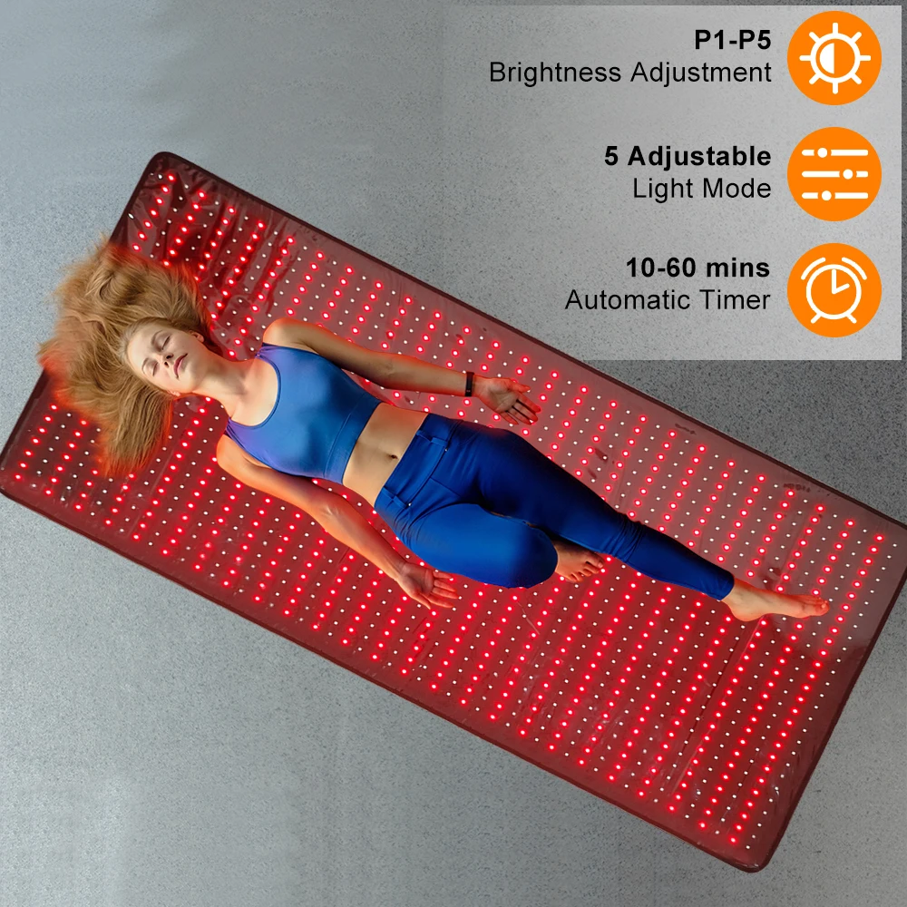 

71x35.4inch Red Light Therapy Mat 1350 LED Beads 660nm 850nm Near-Infrared Blanket for Full Body Pain Relief
